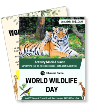world wildlife day event with tigers and event details template