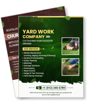 yard work services flyer lawn care maintenance lawnmower weekly gardening template