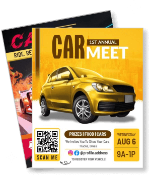 yellow car meet august event invitation prizes food cars template