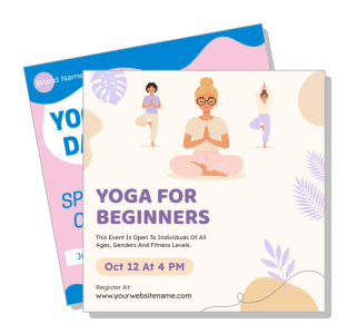 yoga for beginners event poster with instructor and class information template