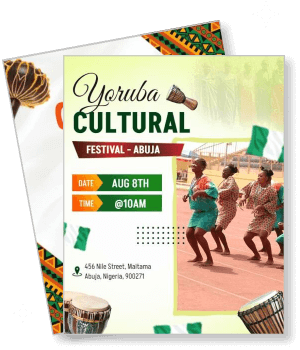 yoruba cultural festival abuja event with dancers and drums template
