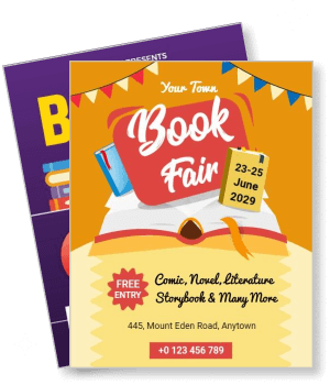 your town book fair poster free entry event june 2029 template