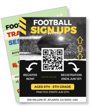 youth football sign up with qr code for ages 6th to 8th grade registration template