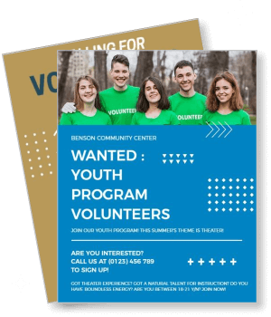 youth volunteer program recruitment poster theater summer event template