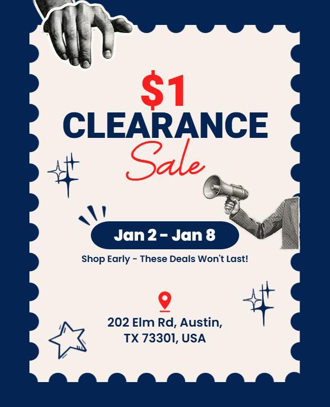 $1 Clearance Sale Marketing Event Flyer Template