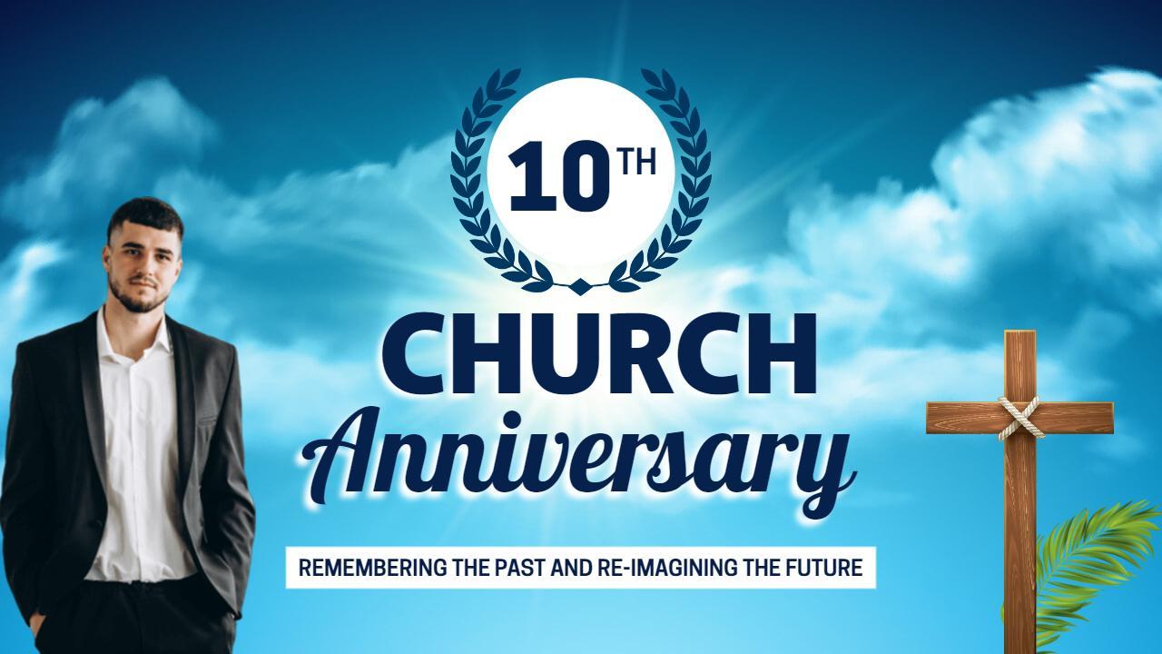 10th Church Anniversary Celebration Event YouTube Thumbnail Template