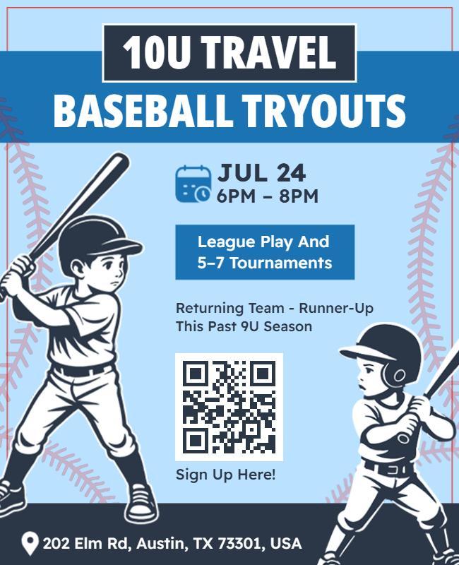 10u Travel Baseball Tryouts Flyer Template