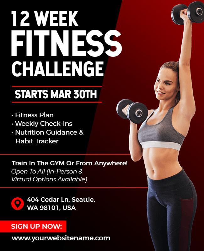 12 Week Fitness Challenge Promotion Poster Template