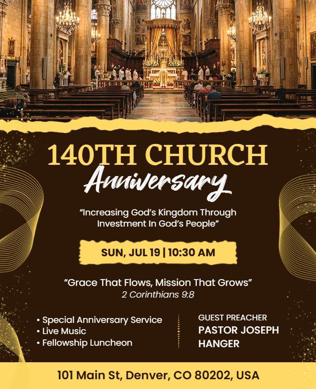 140th Church Anniversary Celebration Event Flyer Template