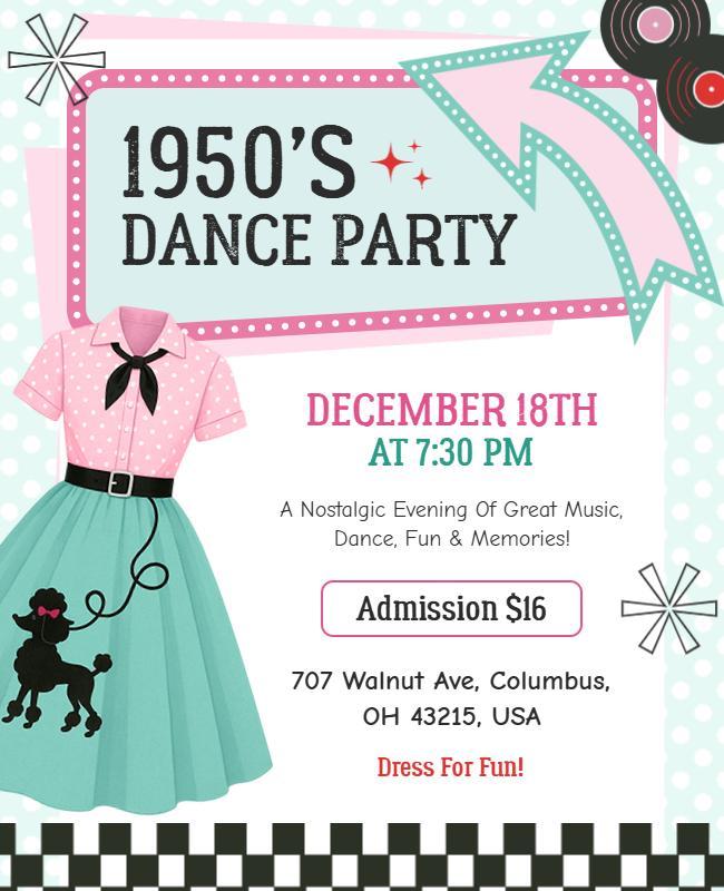 1950s Themed Dance Party Flyer Template