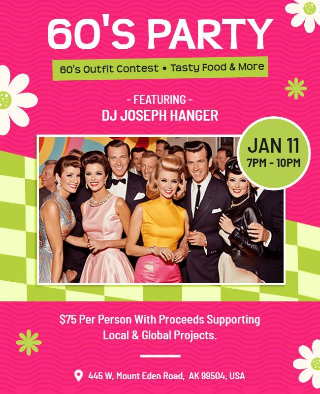 1960s Themed Party Celebration Flyer Template