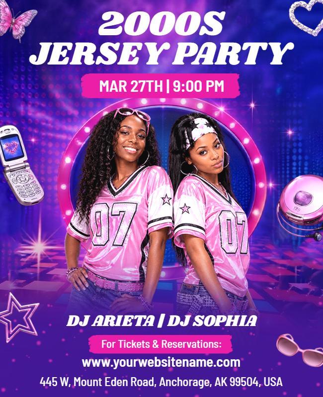 2000s Themed Jersey Party Poster Template
