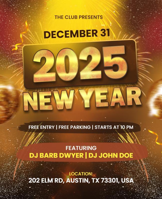 2025 New Year Celebration Flyer Template