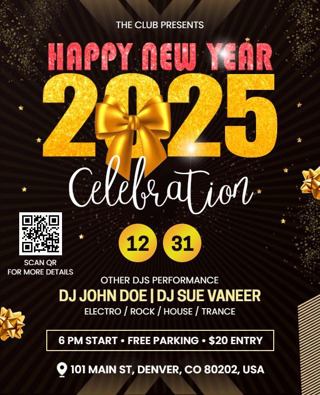 2025 New Year Celebration Party Flyer Template