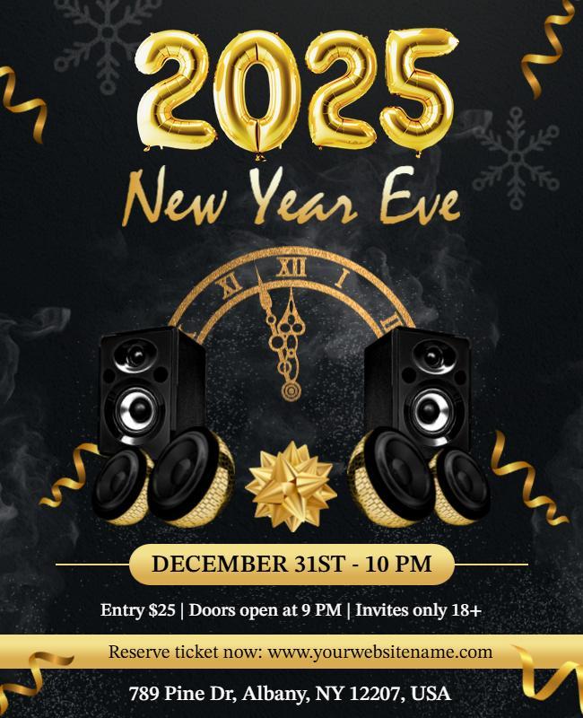 2025 New Year Eve Celebration Flyer Template