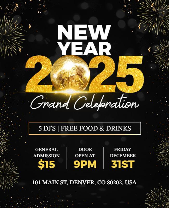 2025 New Year Grand Celebration Event Flyer Template