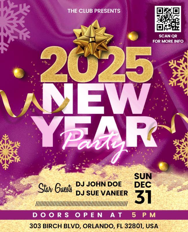 2025 New Year Party Event Flyer Template