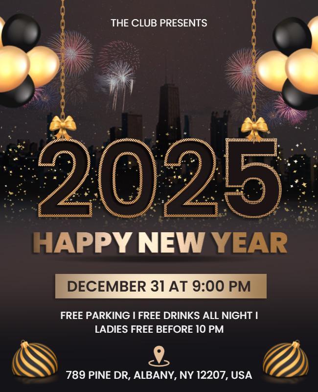 2025 New Year Party Promotional Flyer Template