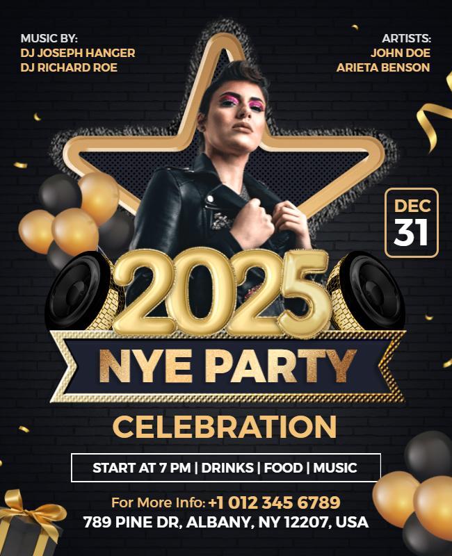 2025 New Year's Eve Celebration Flyer Template