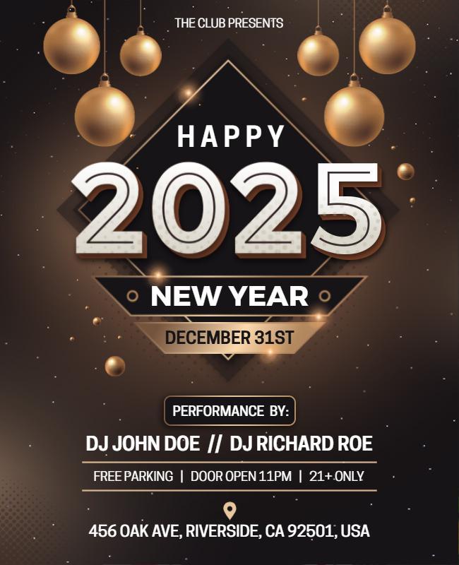 Elegant Black and Gold New Year Celebration Flyer Template