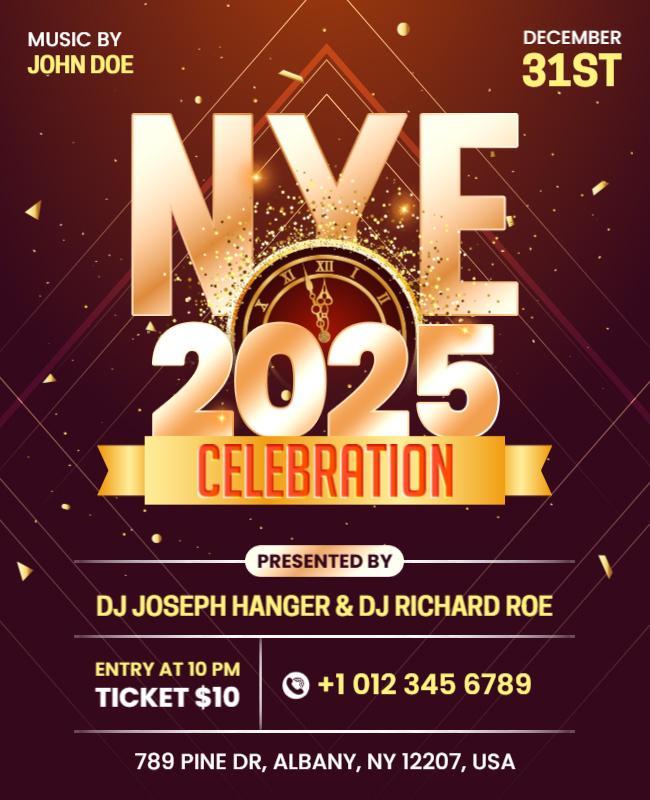 2025 NYE DJ Party Event Flyer Template