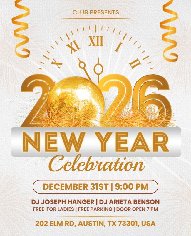 2026 New Year Celebration Event Invitation Flyer Template