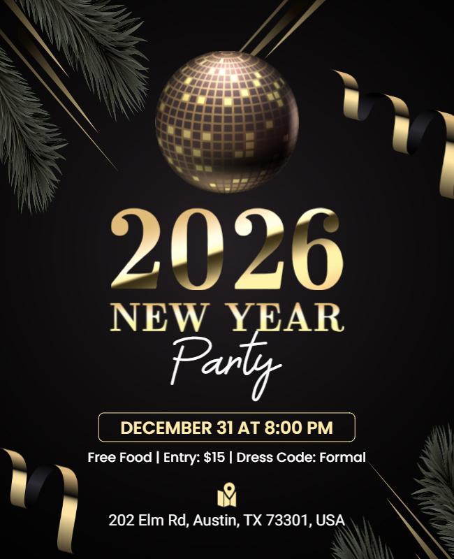 2026 New Year Celebration Event Party Flyer Template