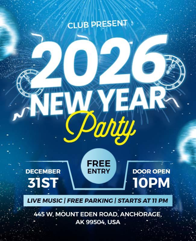 2026 New Year Celebration Party Flyer Template
