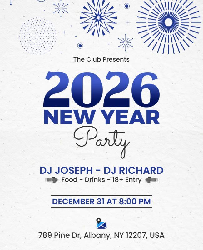 2026 New Year Club Party Celebration Flyer Template