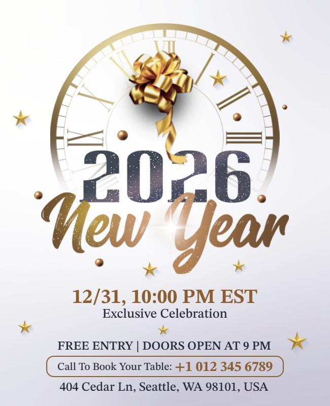 2026 New Year Countdown Celebration Flyer Template