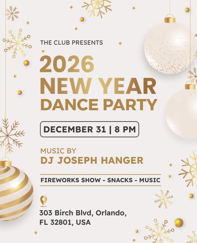 2026 New Year Dance Party Celebration Flyer Template