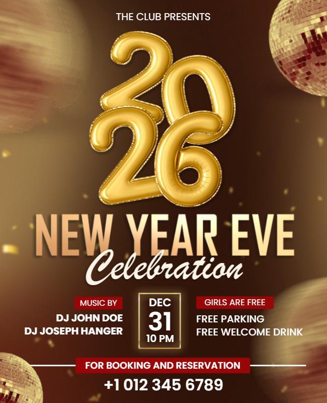 2026 New Year Eve Celebration Party Flyer Template