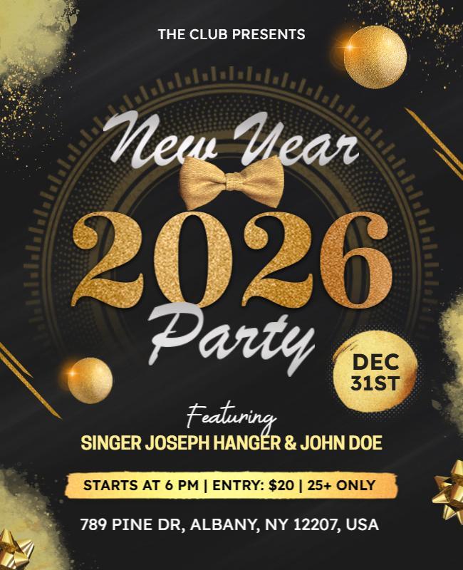 2026 New Year Party Announcement Flyer Template