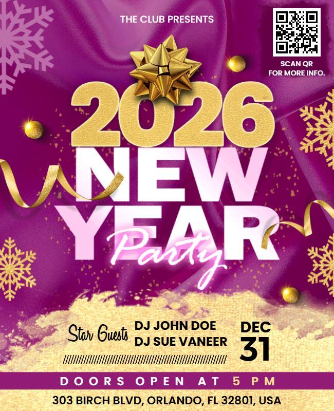 2026 New Year Party Celebration Flyer Template