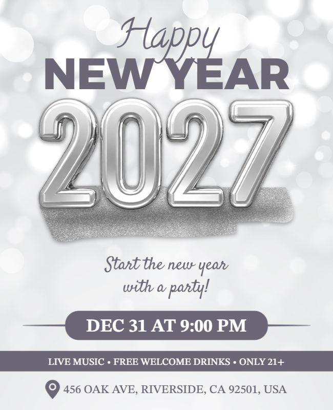 2027 Happy New Year's Bash Event Flyer Template