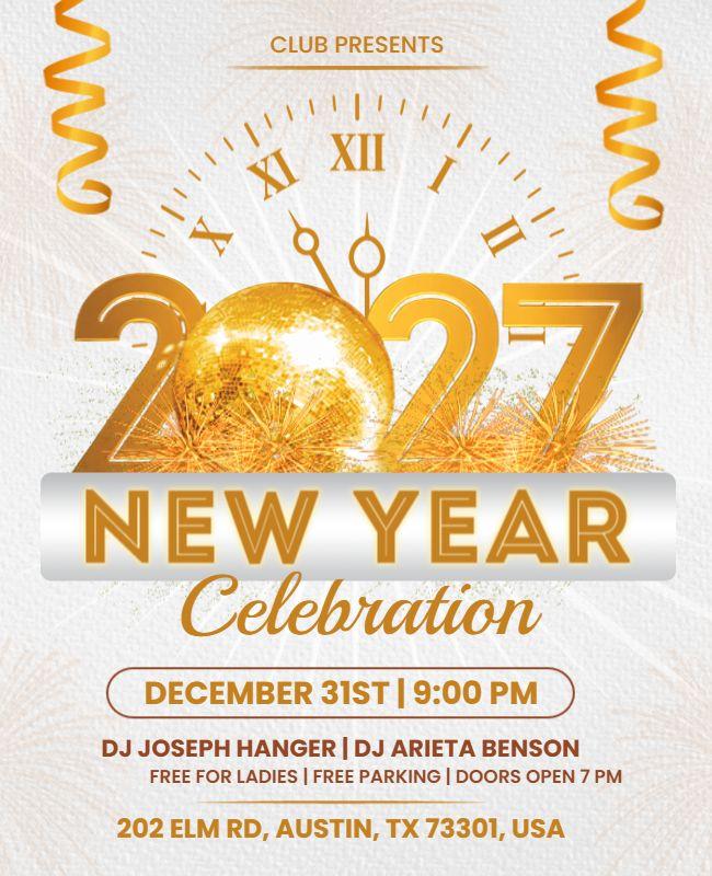 2027 New Year Bash Invitation Flyer Template