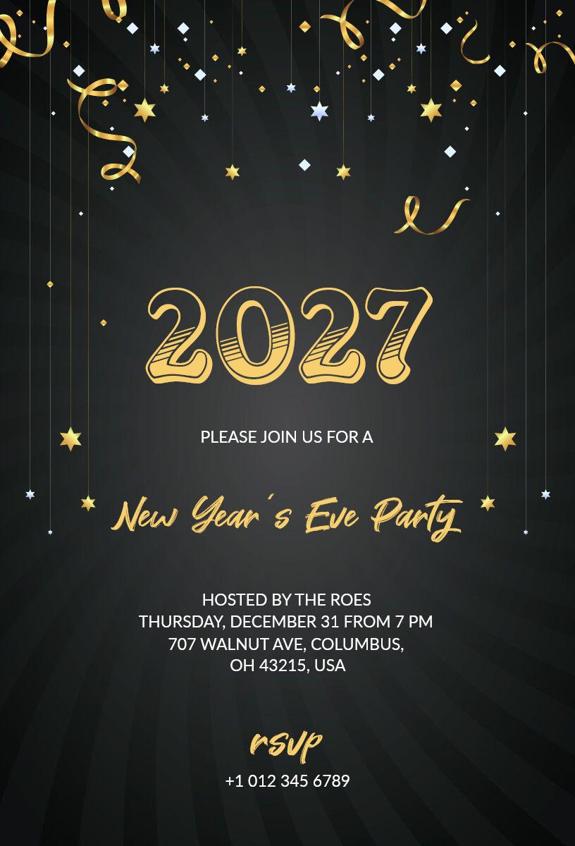 2027 New Year Bash Invitation Template