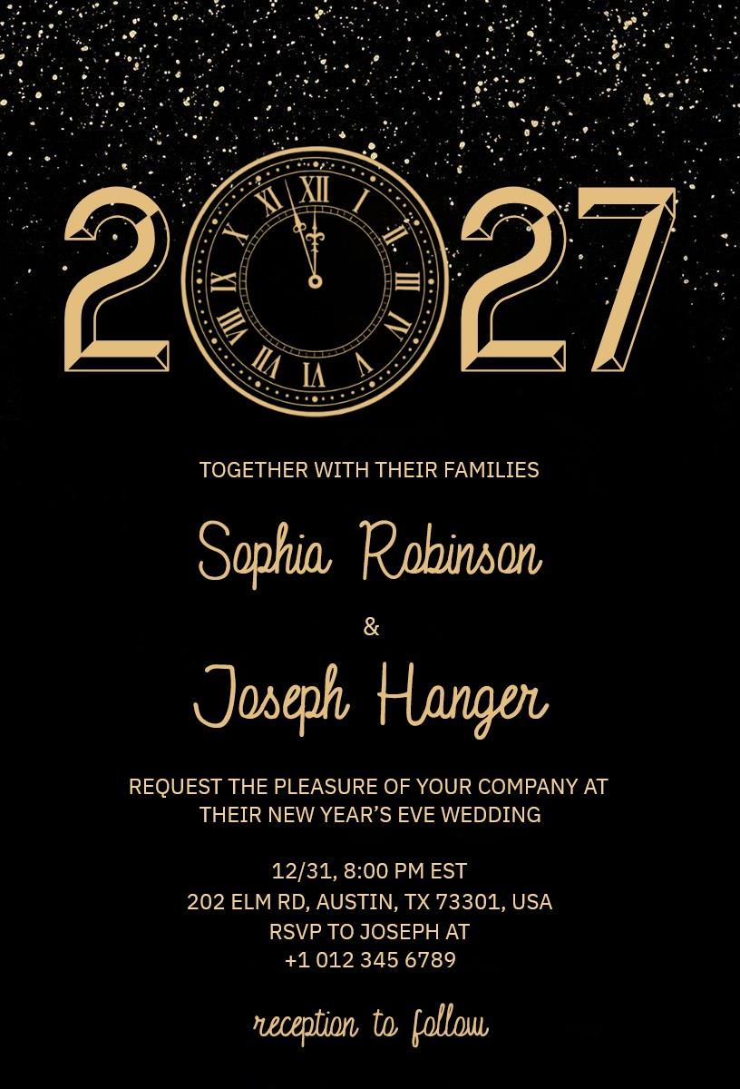 2027 New Year Countdown Wedding Invitation Template