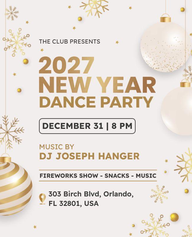 2027 New Year Dance Party Flyer Template