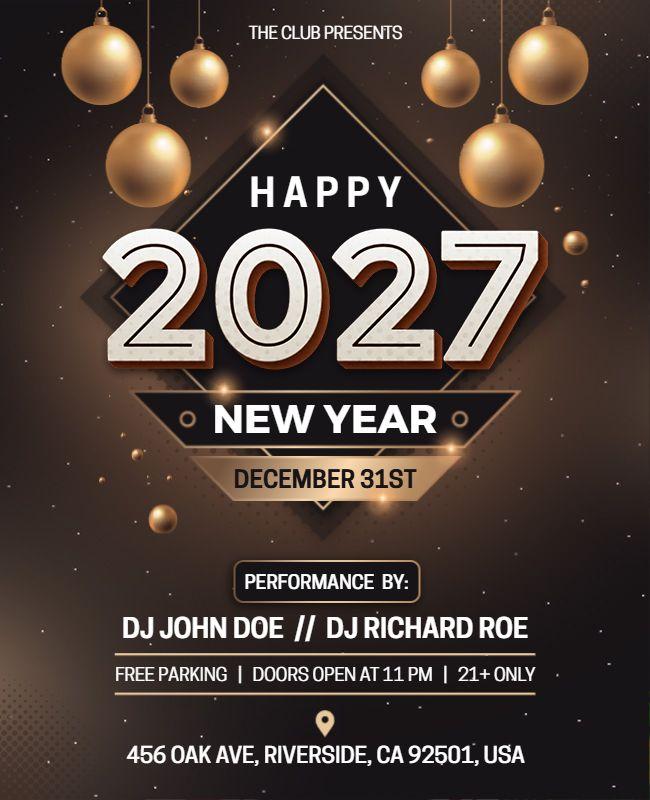 2027 New Year DJ Party Celebration Flyer Template