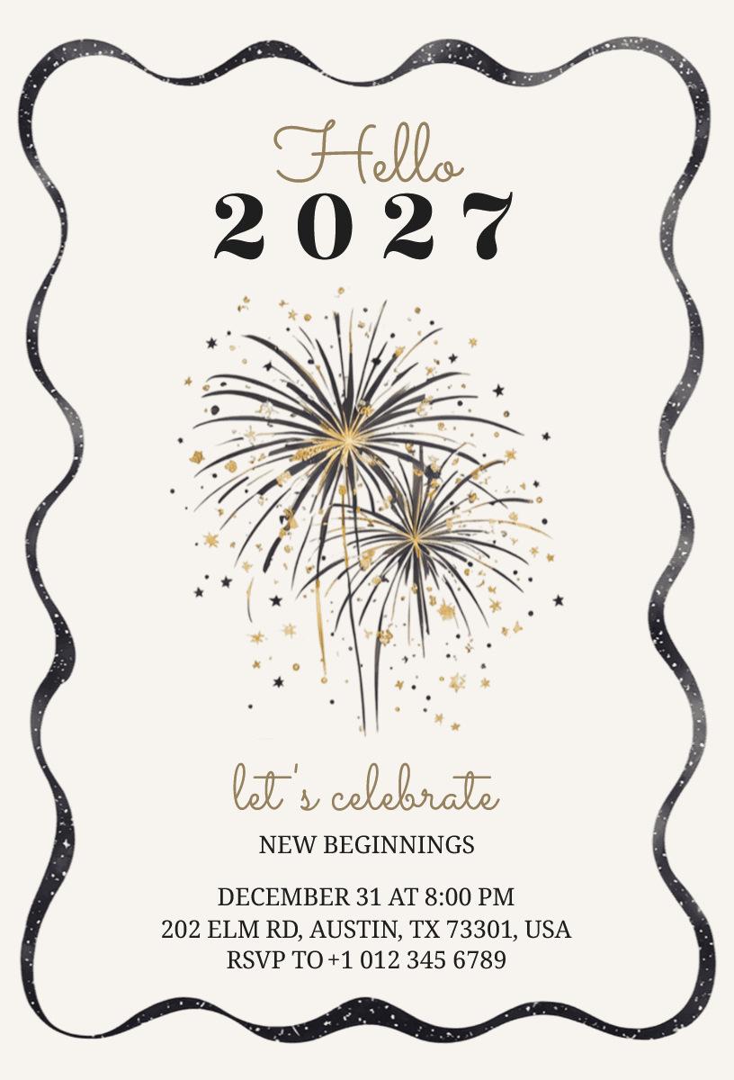 2027 New Year Fireworks Party Invitation Template