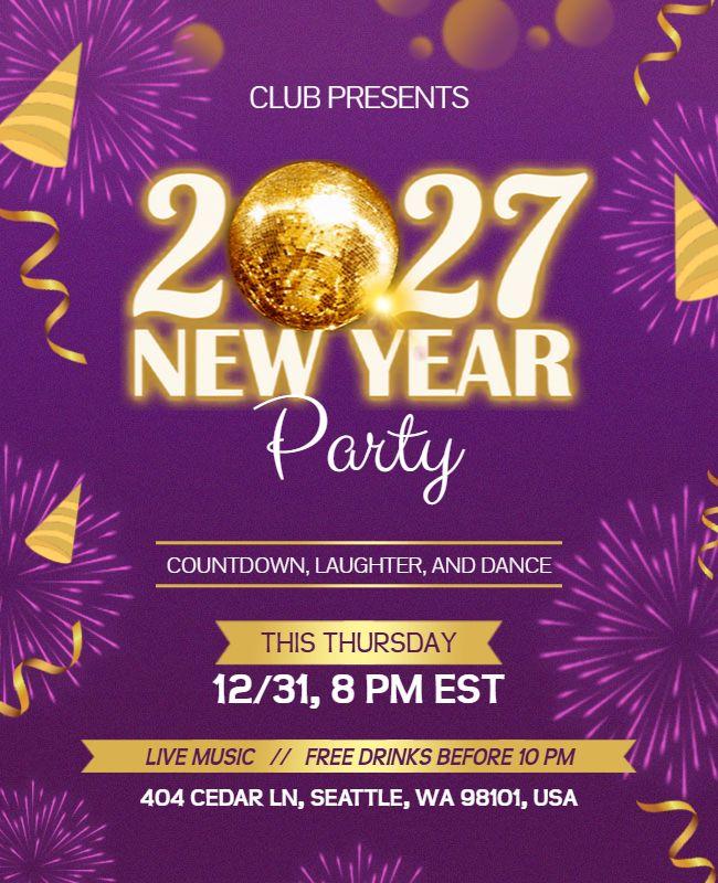 2027 New Year Party Event Flyer Template