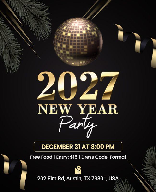 2027 New Year Party Flyer Template