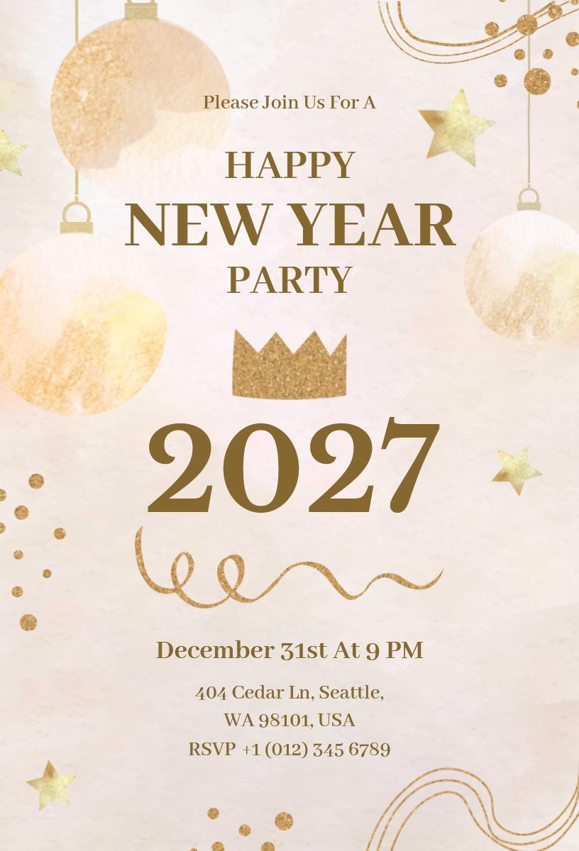 2027 New Year Party Invitation Template