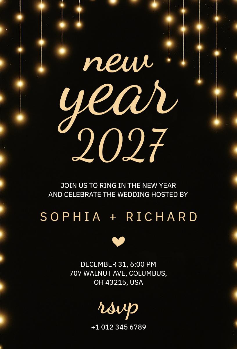 2027 New Year Wedding Celebration Invitation Template