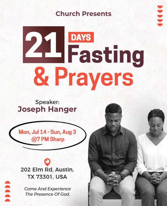 21 Days of Prayer Church Event Poster Template
