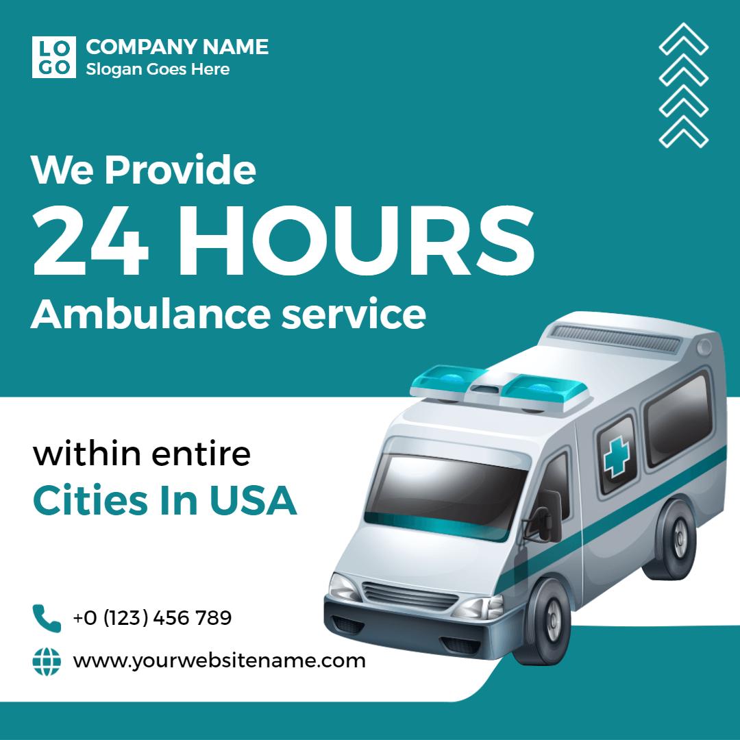 24-Hour Emergency Ambulance Service Across USA Ad Template