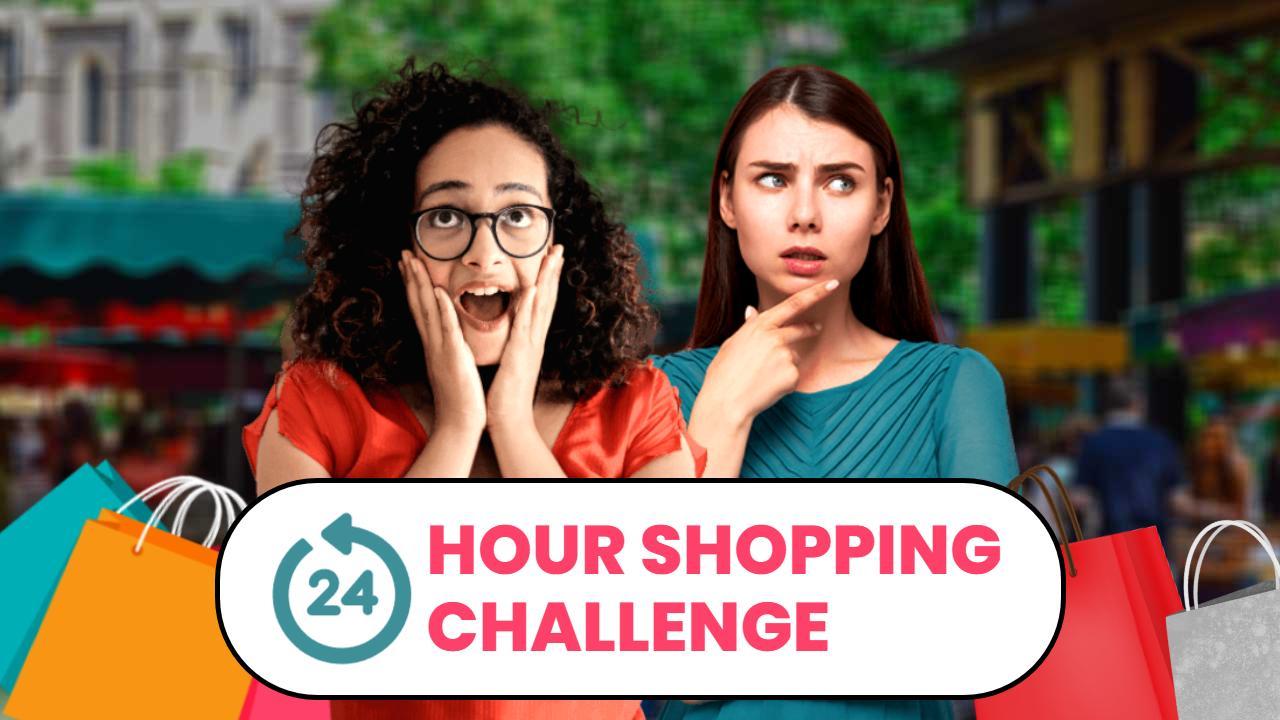 24 Hour Shopping Challenge VLog YouTube Thumbnail Template