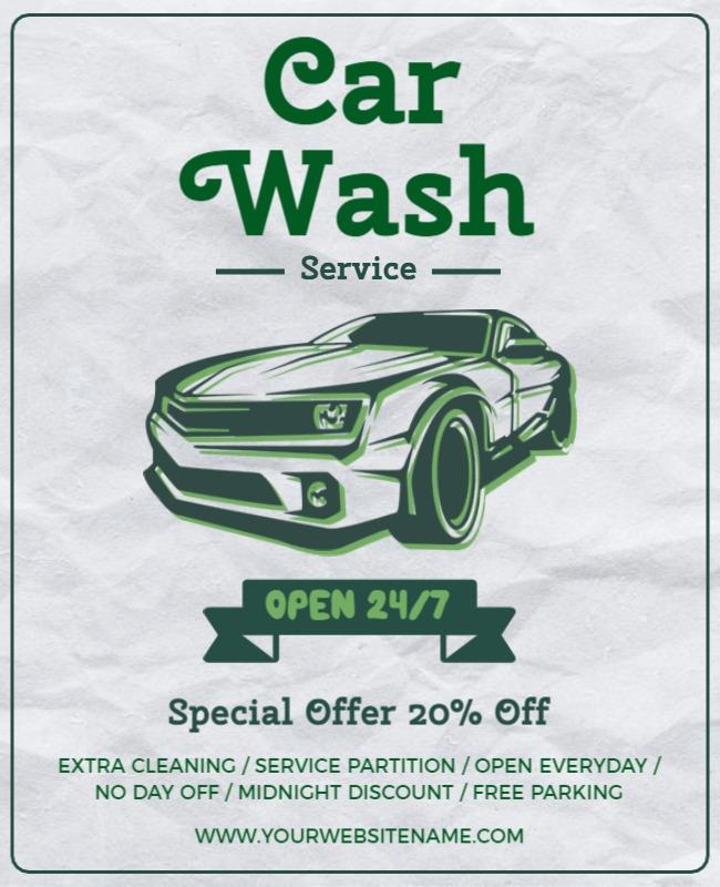 247 Car Wash Service Discount Flyer Template