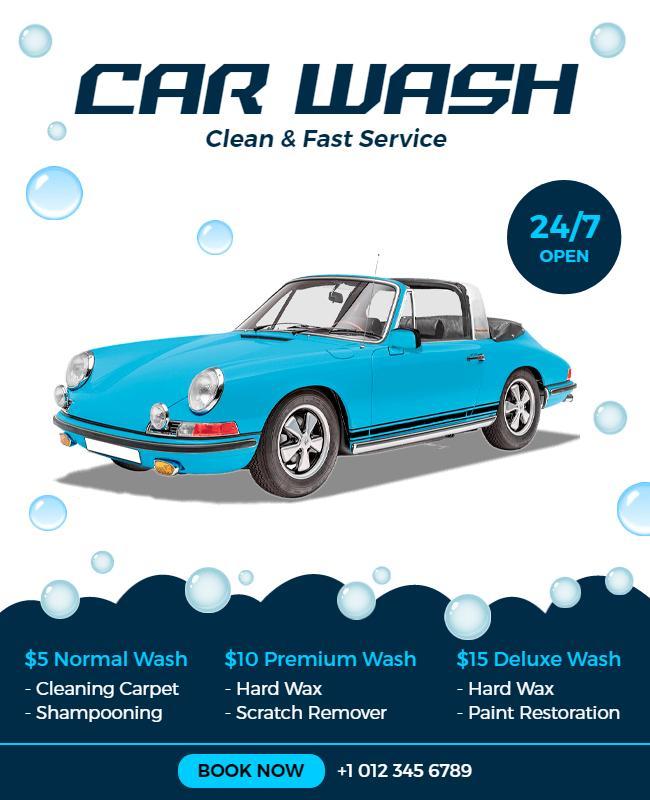 247 Car Wash Service Flyer Template